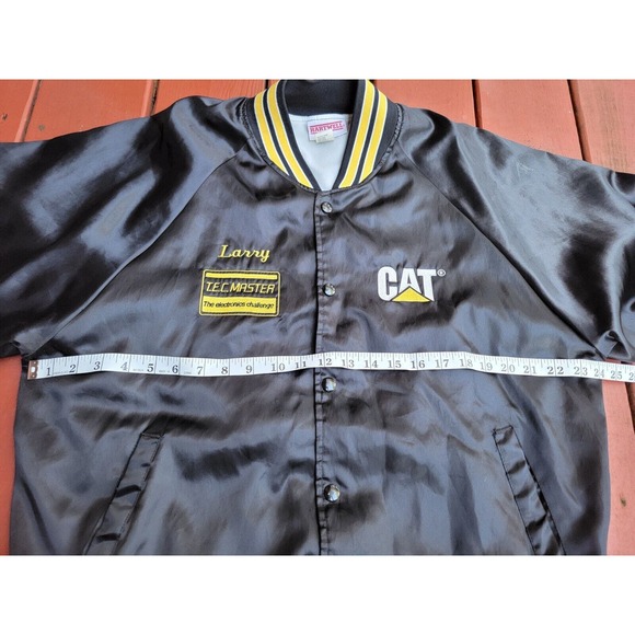 Vintage 80’s Caterpillar CAT Machinery Satin Varsity Bomber Jacket Size XL - Picture 8 of 10